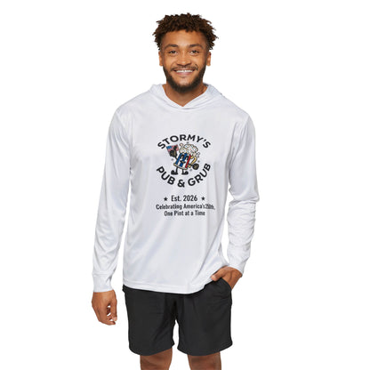 Lightweight Hoodie featuring Stormy's Pub & Grub logo, perfect for active moments, showcasing pub pride.