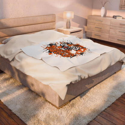 Farmington Tigers Cozy Velveteen Plush Blanket