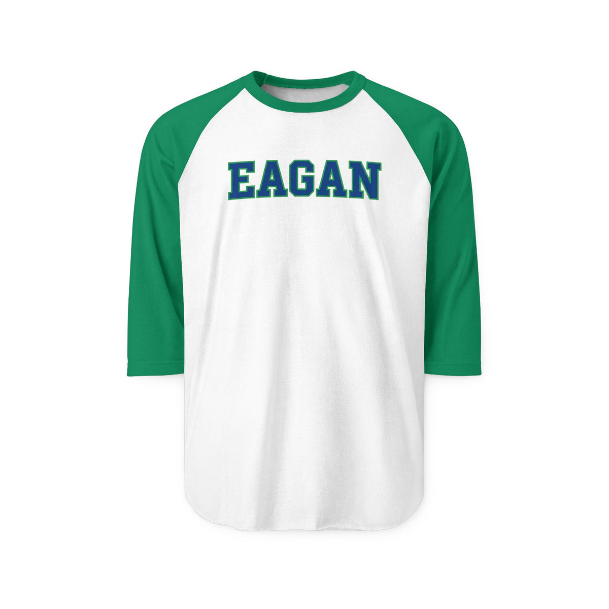 Eagan Vintage Collegiate Raglan Shirt — Green-White 3/4 Sleeve