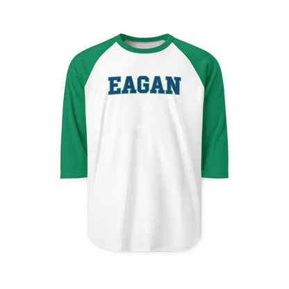 Eagan Vintage Collegiate Raglan Shirt — Green-White 3/4 Sleeve