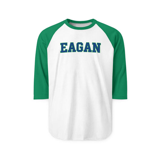 Eagan Vintage Collegiate Raglan Shirt — Green-White 3/4 Sleeve