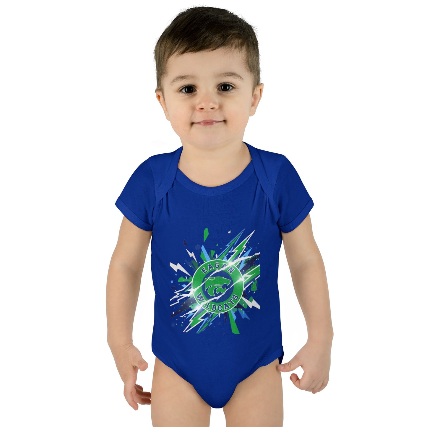Eagan Wildcats Splash Infant Bodysuit - Cute Baby Onesie with Green & Blue Graphic