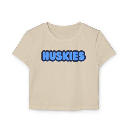Saint Anthony Huskies Women’s Baby Tee - Retro Graphic Top for Casual Vibes