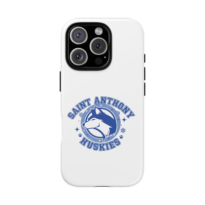 Saint Anthony Huskies Tough Phone Case — Protective White Phone Cover with Husky Logo