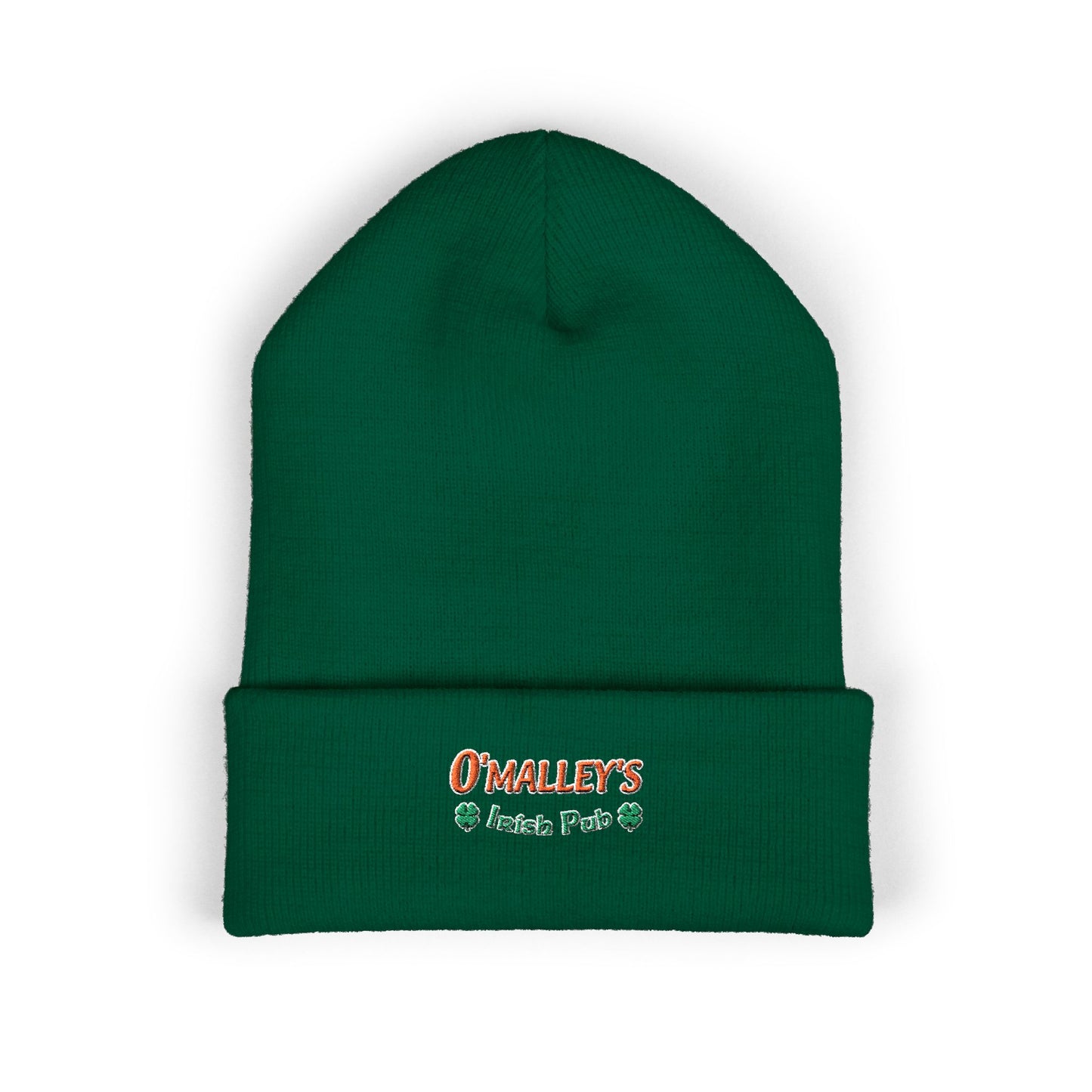 Embroidered 'O'Malley’s Irish Pub' Cuffed Beanie – St. Patrick’s Shamrock Winter Hat