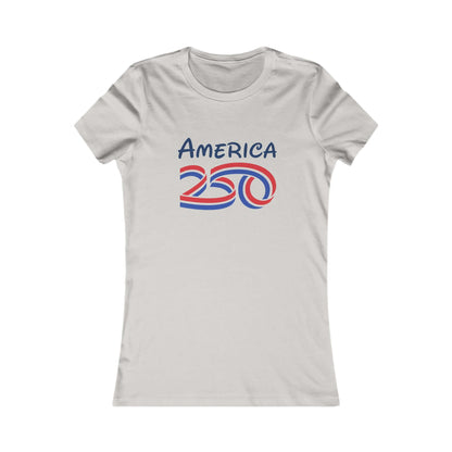 women's patriotic anniversary t-shirt featuring America 250 vintage graphic design on a light soft fit.