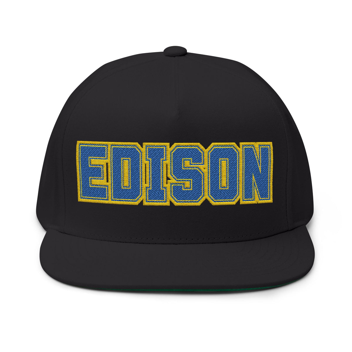 Minneapolis Edison Tommies Embroidered BlueText Flat Bill Cap — School Spirit Snapback