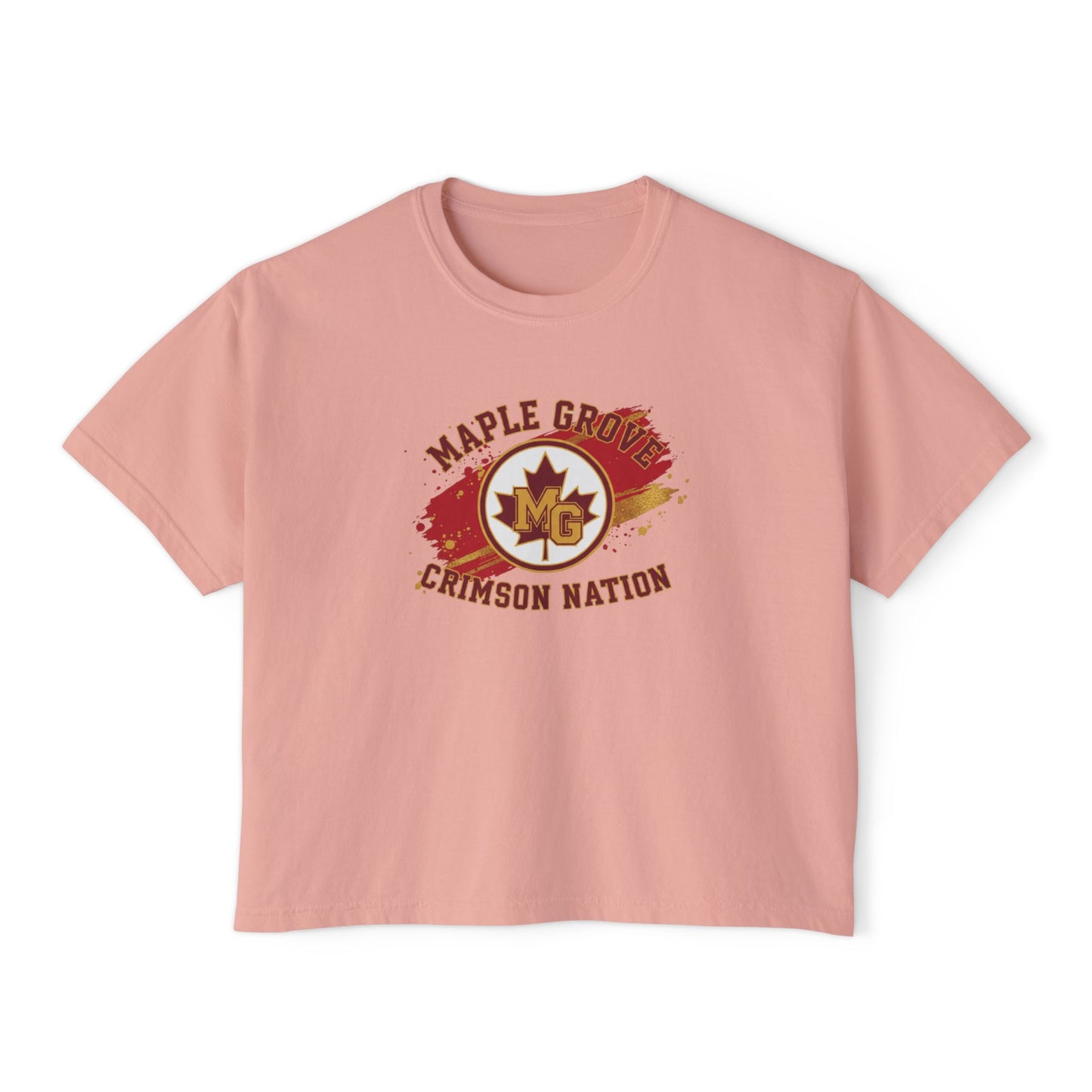 Maple Grove Crimson Stylish Women's Boxy Tee  - Casual & Comfy