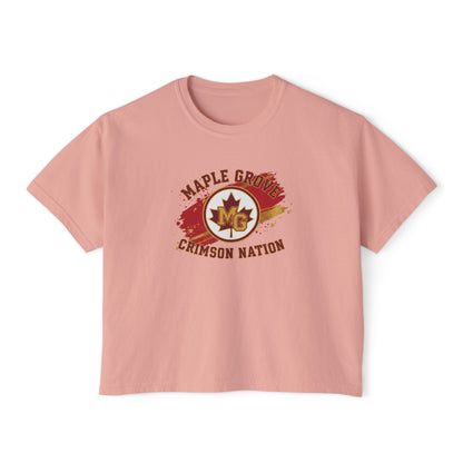 Maple Grove Crimson Stylish Women's Boxy Tee  - Casual & Comfy