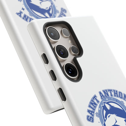 Saint Anthony Huskies Tough Phone Case — Protective White Phone Cover with Husky Logo