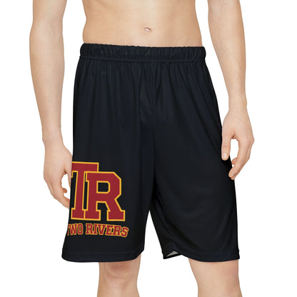 Two Rivers Warriors Men's Athletic Black Shorts for Workouts, Casual Wear