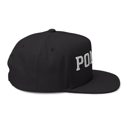 Stillwater Ponies Embroidered White Text Flat Bill Cap — School Spirit Snapback