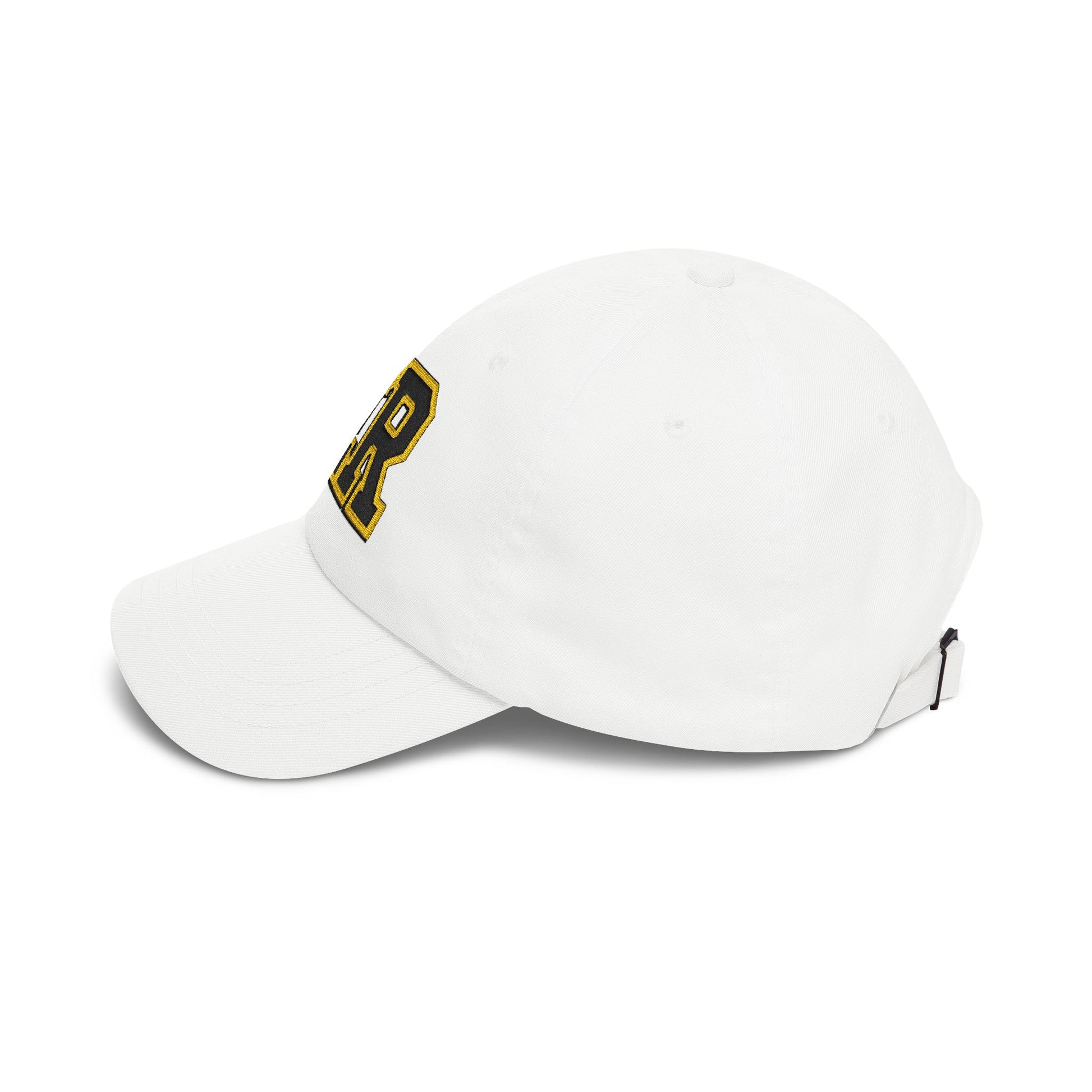 East Ridge ER baseball cap in white with sporty design and adjustable strap for comfort and style.