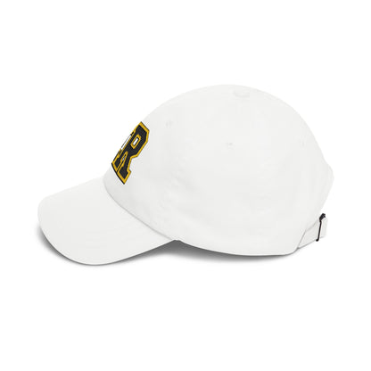 East Ridge ER baseball cap in white with sporty design and adjustable strap for comfort and style.