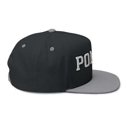 Stillwater Ponies Embroidered White Text Flat Bill Cap — School Spirit Snapback