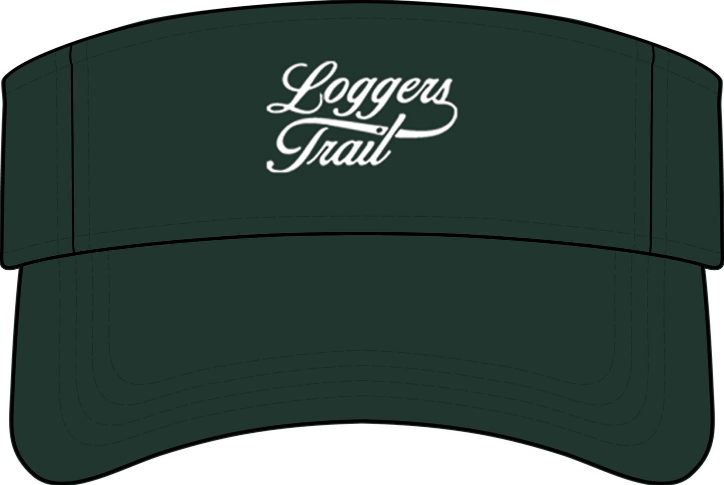 Loggers Trail embroidered visor in forest color, perfect for outdoor trail running cap with pre-curved visor.