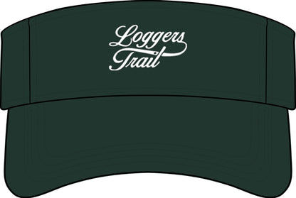 Loggers Trail embroidered visor in forest color, perfect for outdoor trail running cap with pre-curved visor.