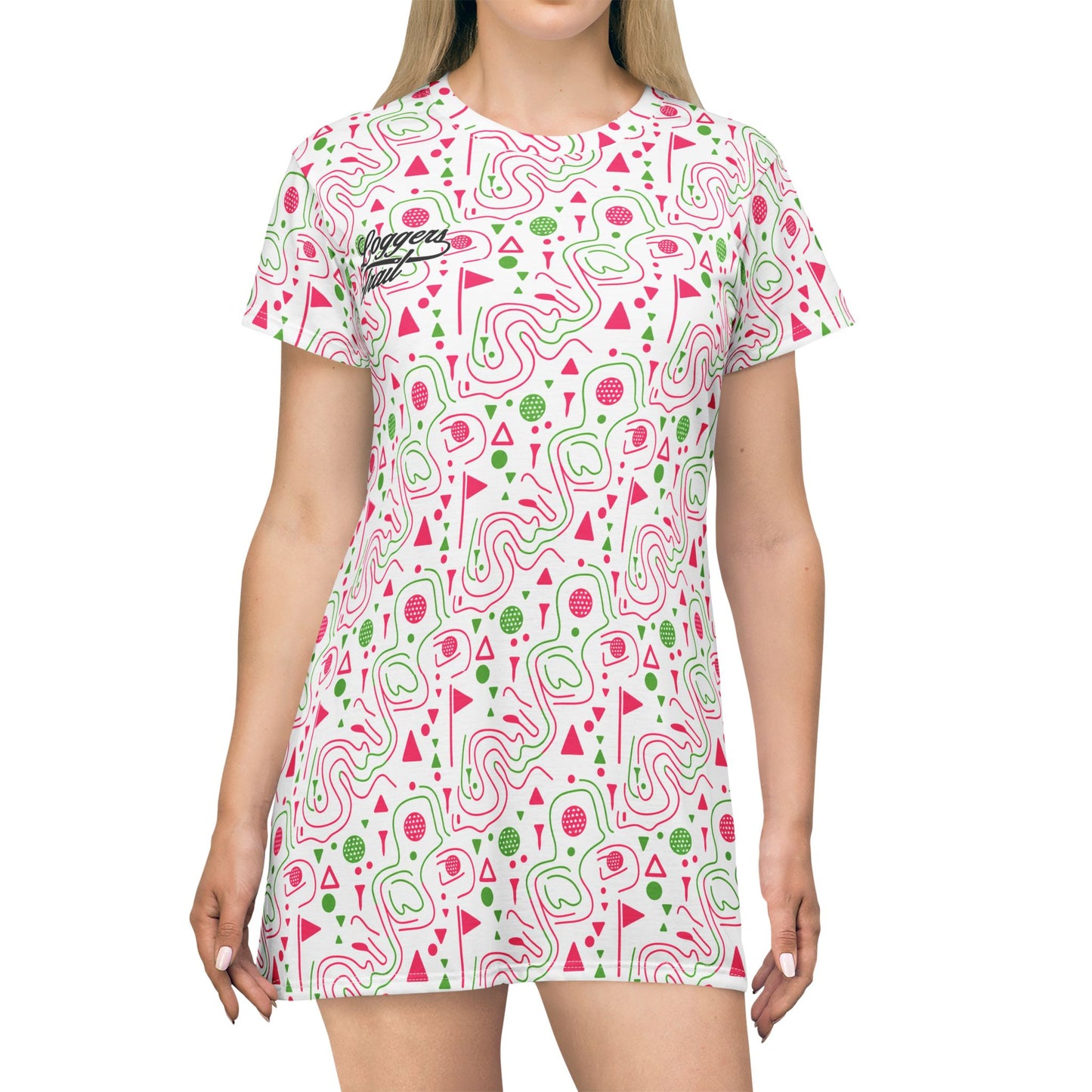 Logger's Trail Golf T-Shirt Dress — Pink & Green Golf Mix