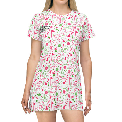 Logger's Trail Golf T-Shirt Dress — Pink & Green Golf Mix