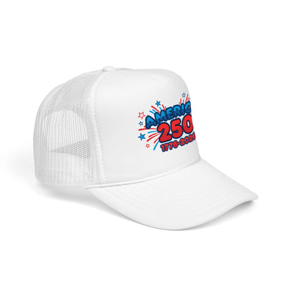 America 250th anniversary cap featuring bold design and foam trucker style, celebrating 250 years of American history.