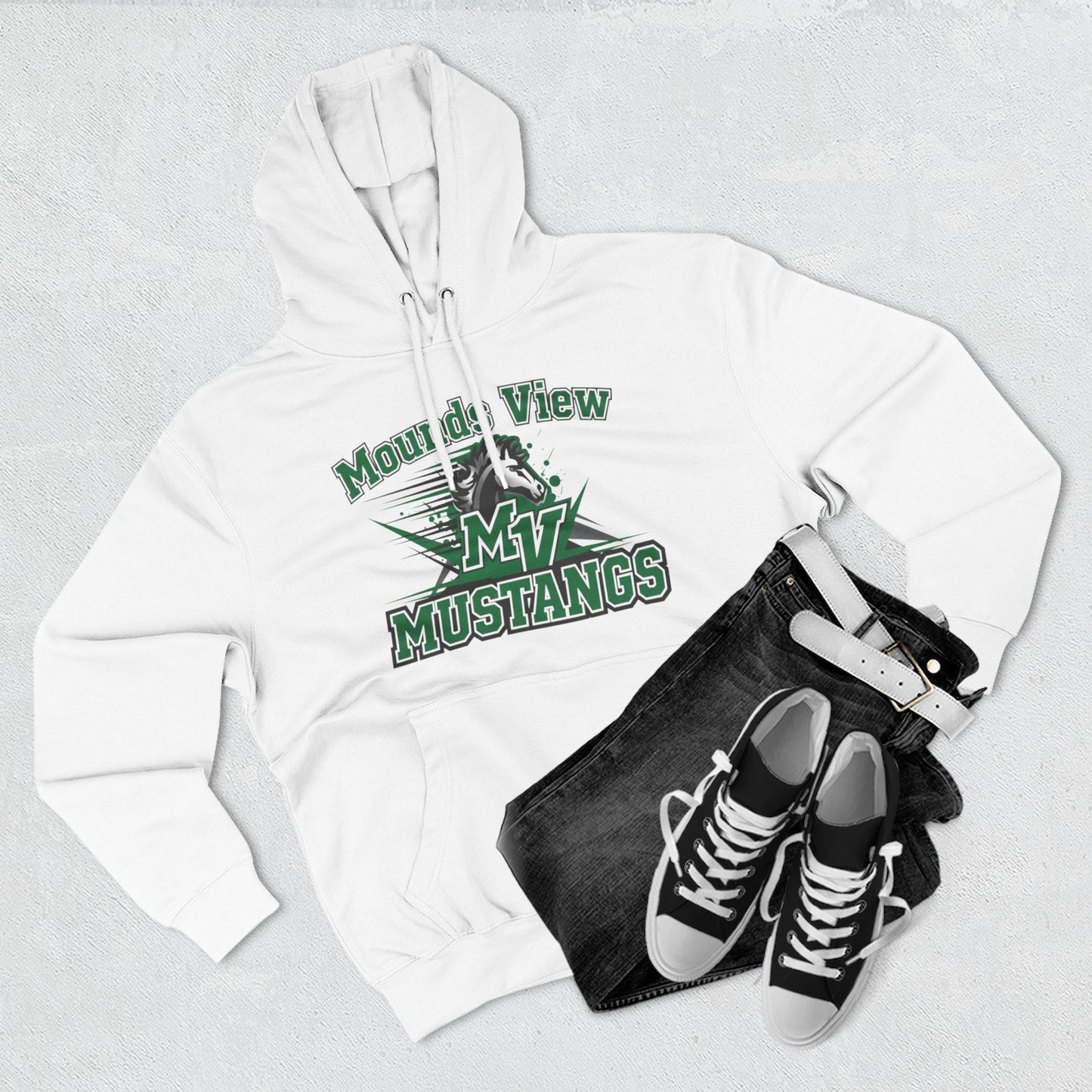 Mounds View Mustangs Three-Panel Fleece Hoodie