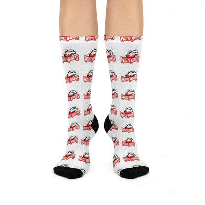 Mound Westonka White Hawks Trendy Cushioned Crew Socks