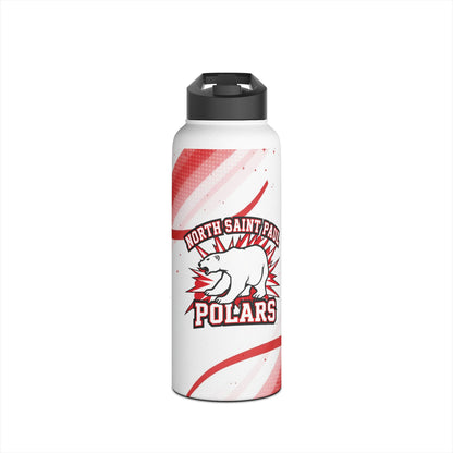 North Saint Paul Polars Stainless Steel Water Bottle - Insulated Sports Bottle with Polar Bear Logo