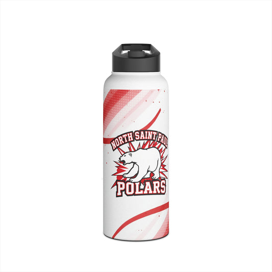 North Saint Paul Polars Stainless Steel Water Bottle - Insulated Sports Bottle with Polar Bear Logo