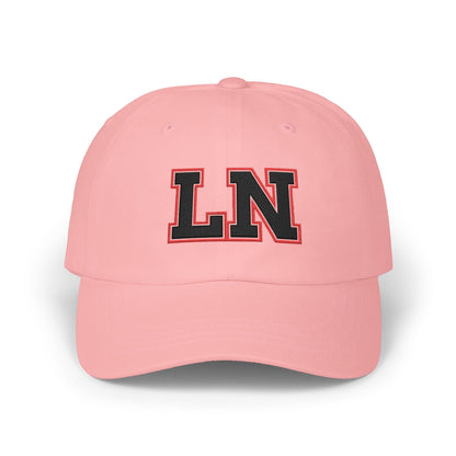 Lakeville North Panthers LN Baseball Cap in pink with black 'LN' logo on the front, perfect for sports and casual wear.