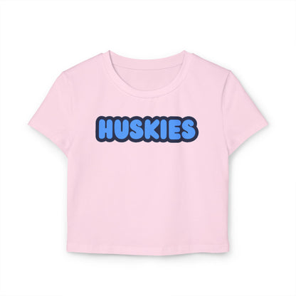 Saint Anthony Huskies Women’s Baby Tee - Retro Graphic Top for Casual Vibes