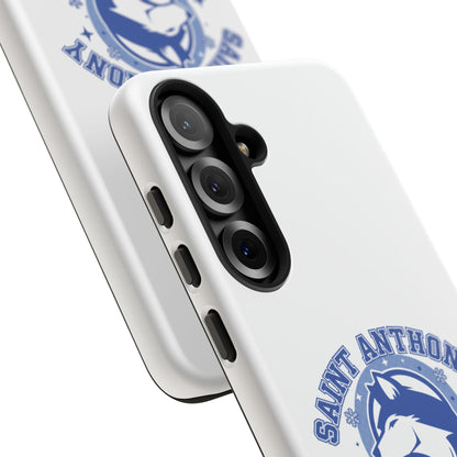 Saint Anthony Huskies Tough Phone Case — Protective White Phone Cover with Husky Logo