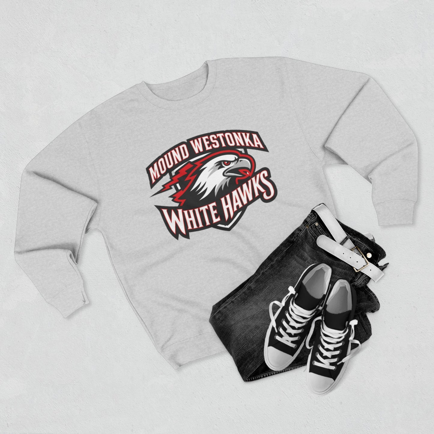 Mound Westonka White Hawks Unisex Crewneck Sweatshirt  - Cozy Everyday Wear