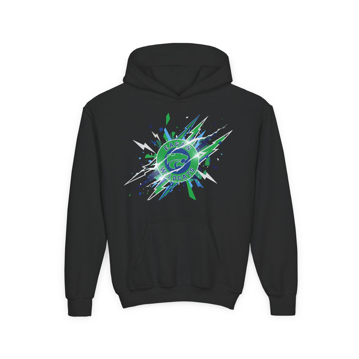 Eagan Wildcats Youth Hoodie —  Green Splash Graphic