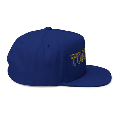 Minneapolis Edison Tommies Embroidered BlueText Flat Bill Cap — School Spirit Snapback