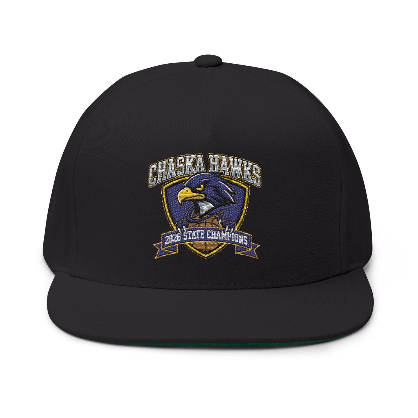 Chaska Hawks basketball cap featuring 2026 State Champions design with a flat bill and structured silhouette.