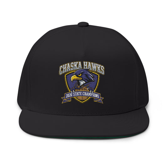 Chaska Hawks basketball cap featuring 2026 State Champions design with a flat bill and structured silhouette.