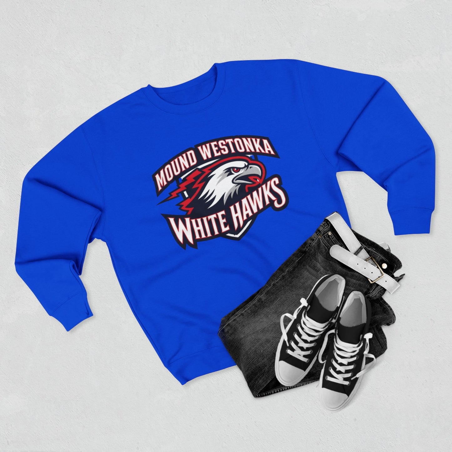 Mound Westonka White Hawks Unisex Crewneck Sweatshirt  - Cozy Everyday Wear