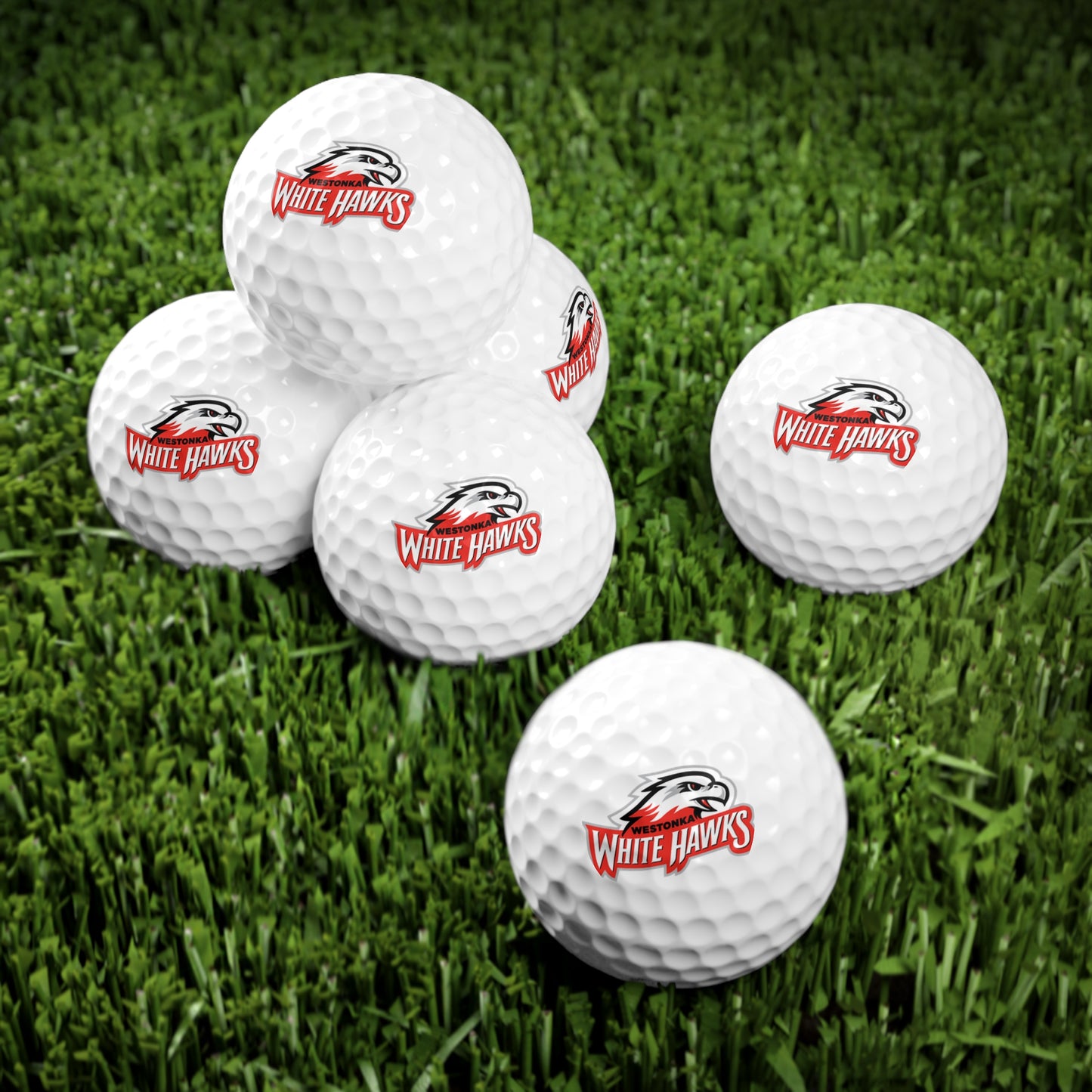 Mound Westonka White Hawks Golf Balls Set - 6 Pack with Unique Design for Golf Enthusiasts