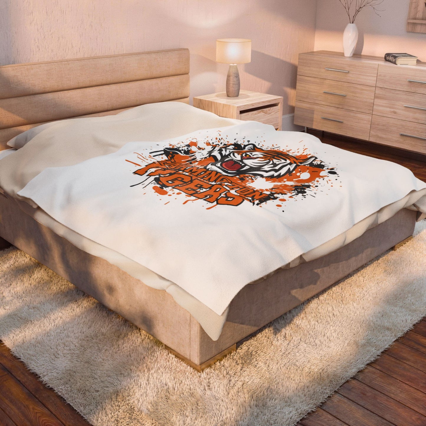 Farmington Tigers Cozy Velveteen Plush Blanket