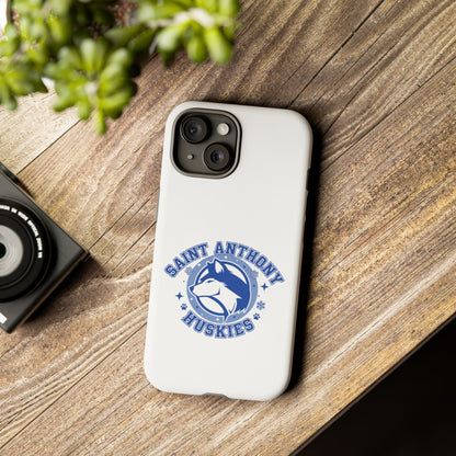 Saint Anthony Huskies Tough Phone Case — Protective White Phone Cover with Husky Logo