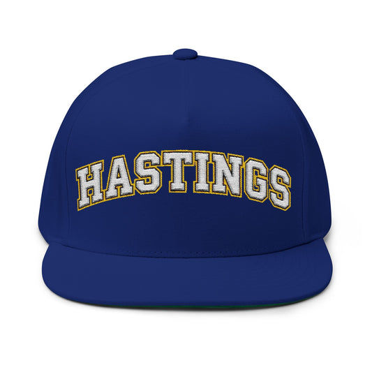 Hastings Raiders Embroidered White Text Flat Bill Cap — School Spirit Snapback