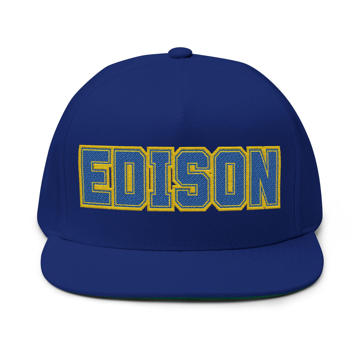 Minneapolis Edison Tommies Embroidered BlueText Flat Bill Cap — School Spirit Snapback