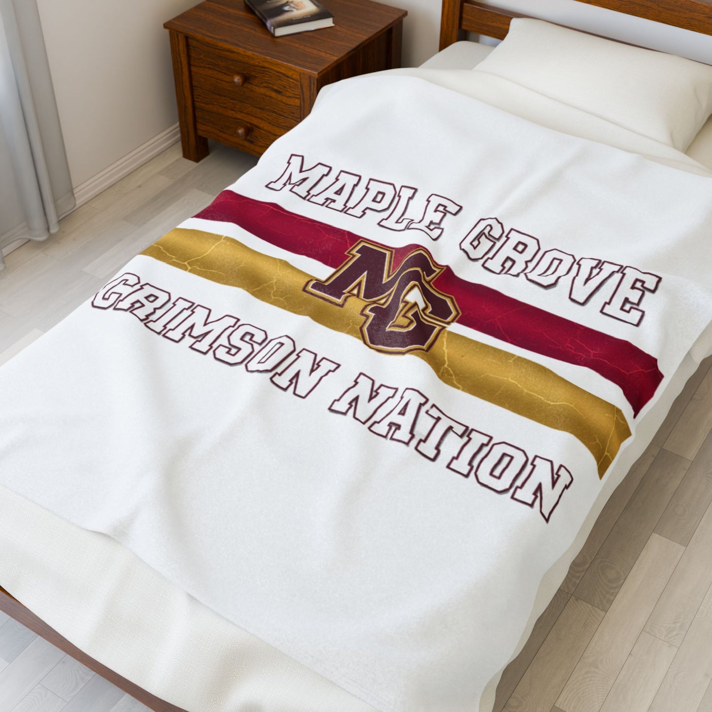 Maple Grove Crimson Nation Velveteen Plush Blanket