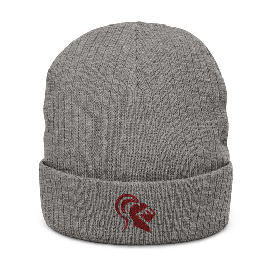 Embroidered Ribbed Knit Beanie - Stylish Winter Hat for Men and Women