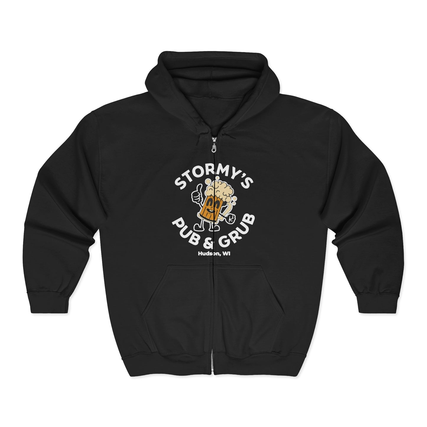 Stormy’s Pub & Grub Zip Hoodie — Vintage Bar Logo Full-Zip Sweatshirt