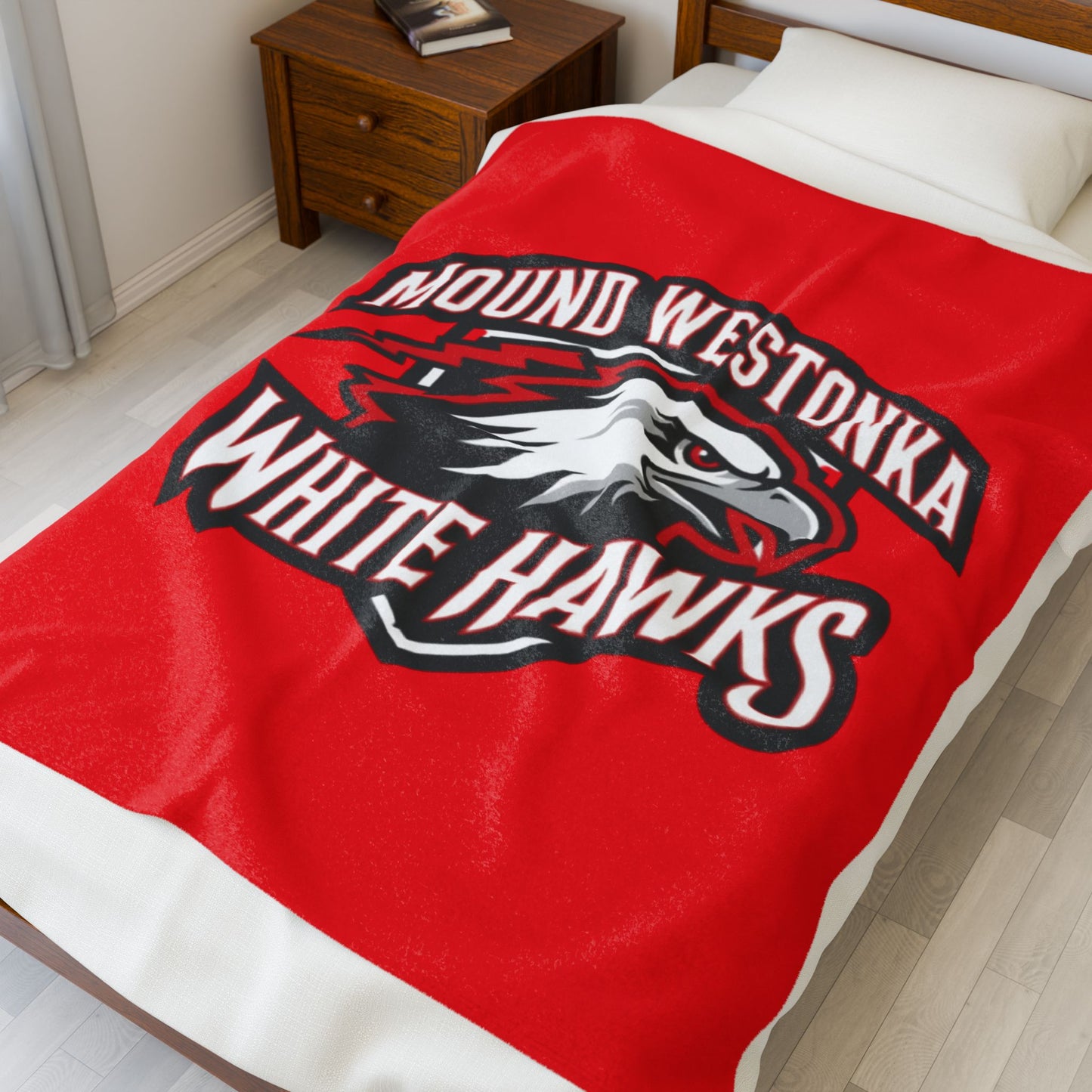 Mound Westonka White Hawks Cozy Velveteen Plush Blanket - Perfect for Relaxation and Home Decor