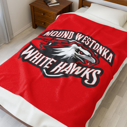Mound Westonka White Hawks Cozy Velveteen Plush Blanket - Perfect for Relaxation and Home Decor