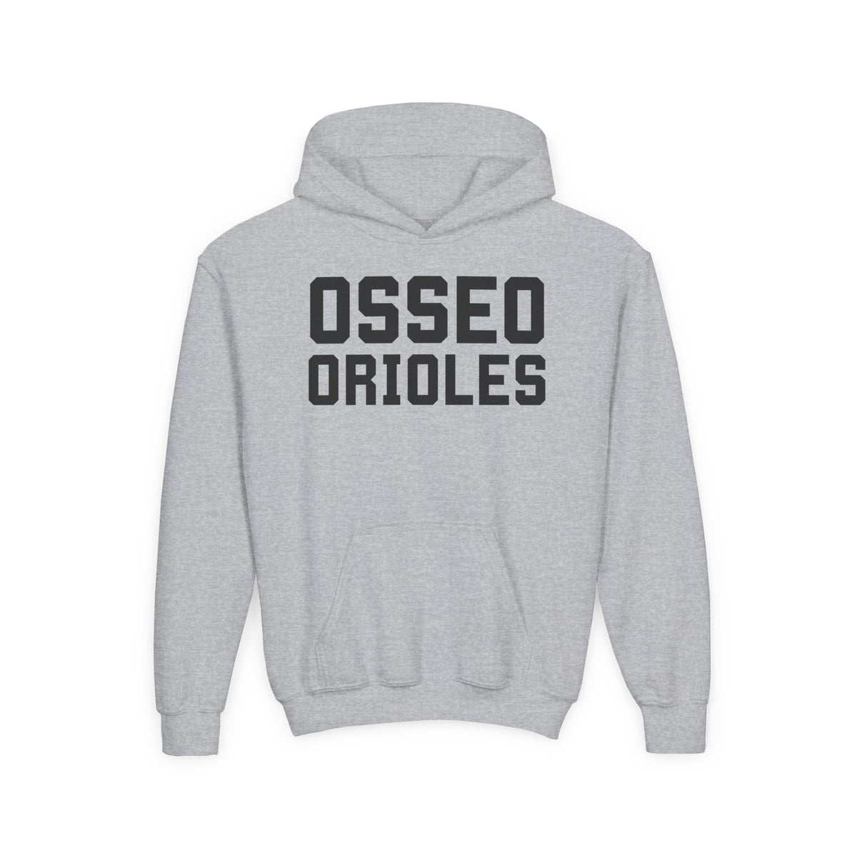 Youth Hooded Sweatshirt - 'Osseo Orioles' Design - Oriole on Back