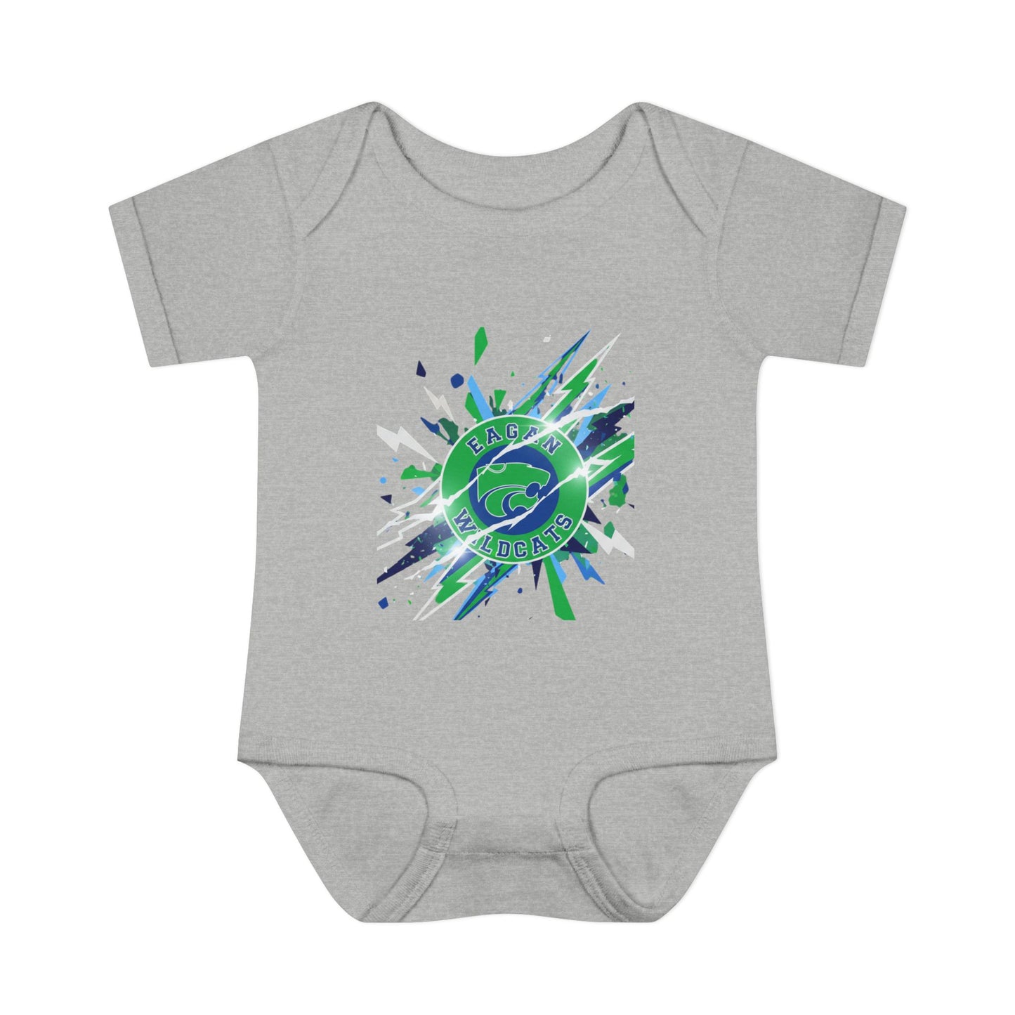 Eagan Wildcats Splash Infant Bodysuit - Cute Baby Onesie with Green & Blue Graphic