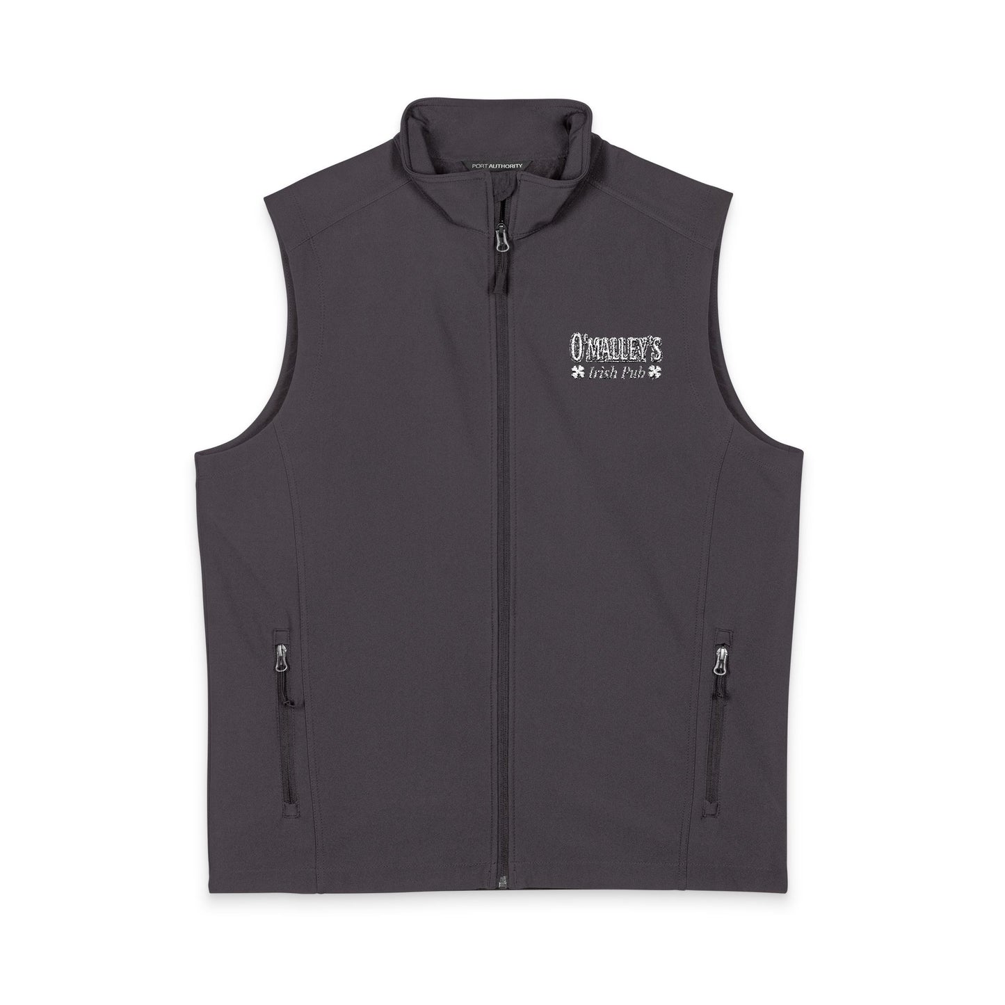 Men's Black Soft Shell Vest — Minimal White Chest Logo, Windproof Layer